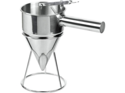 Funil de Pistão de Aço Inoxidável Bolas de Polvo com Suporte Ferramentas de Cozinha para Panquecas Dispensador de Massa e Decoração