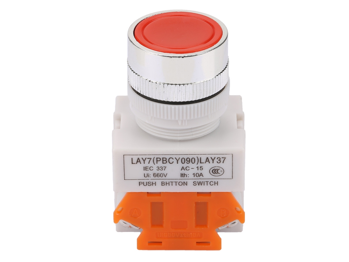 Switch De Botão Vermelho De 22mm Marca Laxiscreed, Ação Momentânea Com Reset Automático