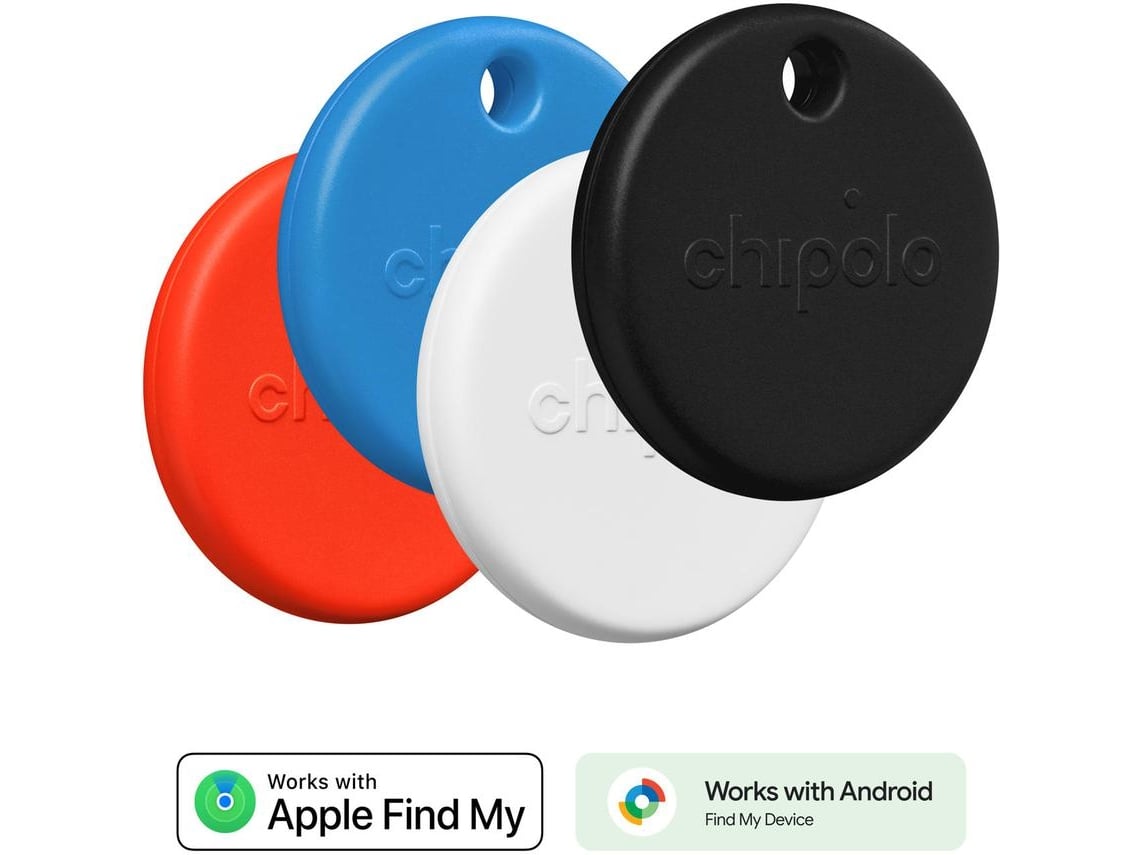 Localizador CHIPOLO Pop (4 unidades - Preto/Branco/Vermelho/Azul)