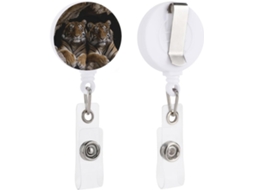 Porta Crachá Retrátil Com Clipe Tipo Jacaré, Chaveiro de Identificação, Porta Crachá Com Estampa Tigre Em Uma