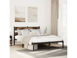 Estrutura De Cama Sem Colchão 140x200 Cm Metal Carvalho Fumado