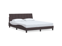 Estrutura de Cama Sem Colchão Hanko 160x200 cm Tecido Castanho escuro MAISON EXCLUSIVE