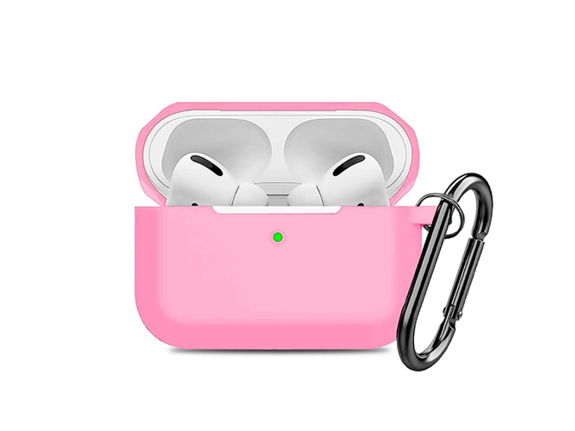 Capa Zruxe Para Airpods Pro 1/2 Silicone Macio Rosa (breloc Carabina, Carregamento Sem Fios)
