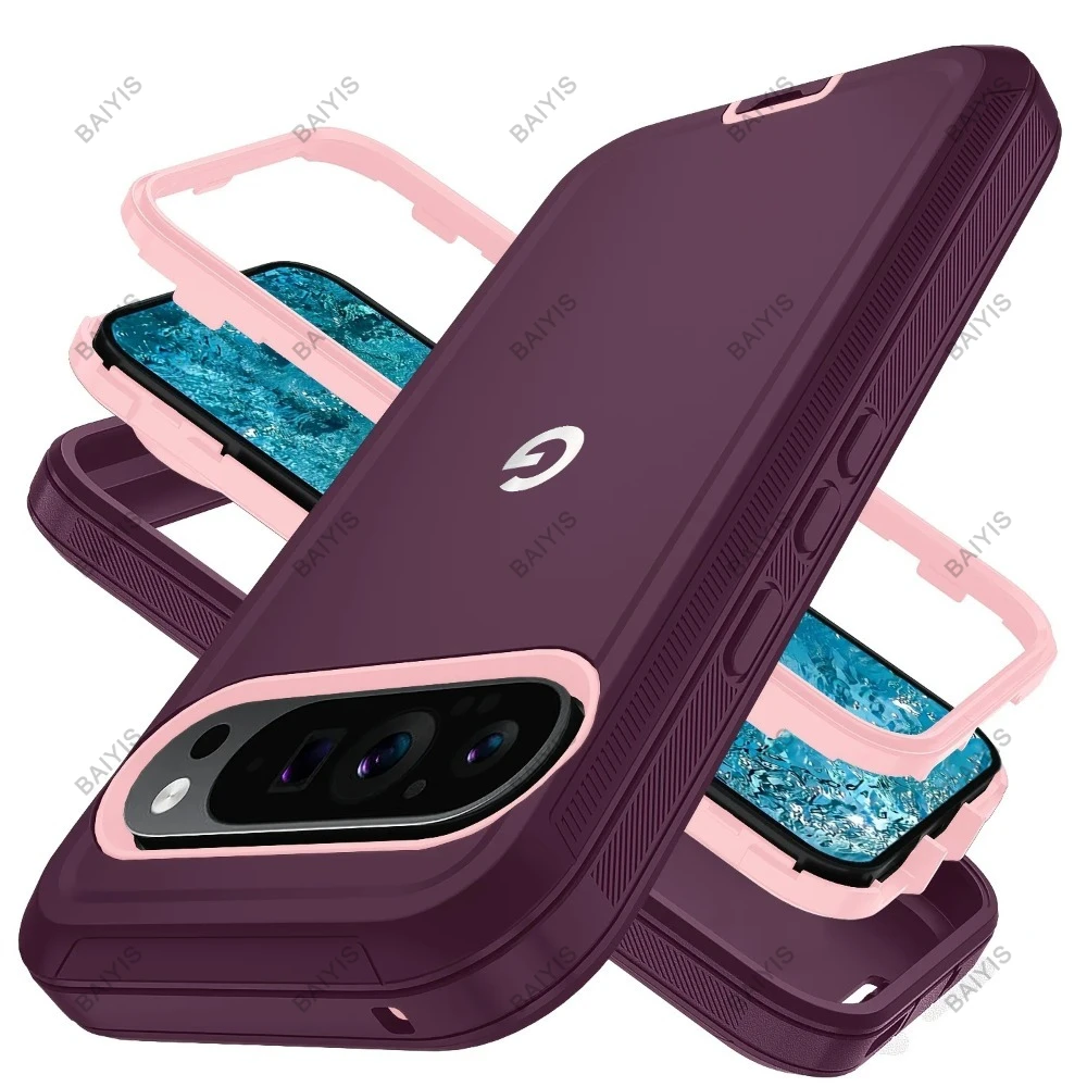 (borgonha, Google Pixel 9 Pro) Capa Protetora Resistente A Impactos De Nível Militar, Capa Rígida Reforçada Para Proteção Contra Quedas.