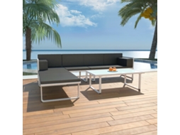 Vidaxl 4 Pcs Conjunto Lounge P/ Jardim Com Almofadas Alumínio Preto