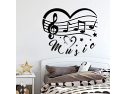 Adesivos de parede removíveis com tema musical, decalques de parede, decoração de parede musical, estúdio de música doméstico, 73x30cm