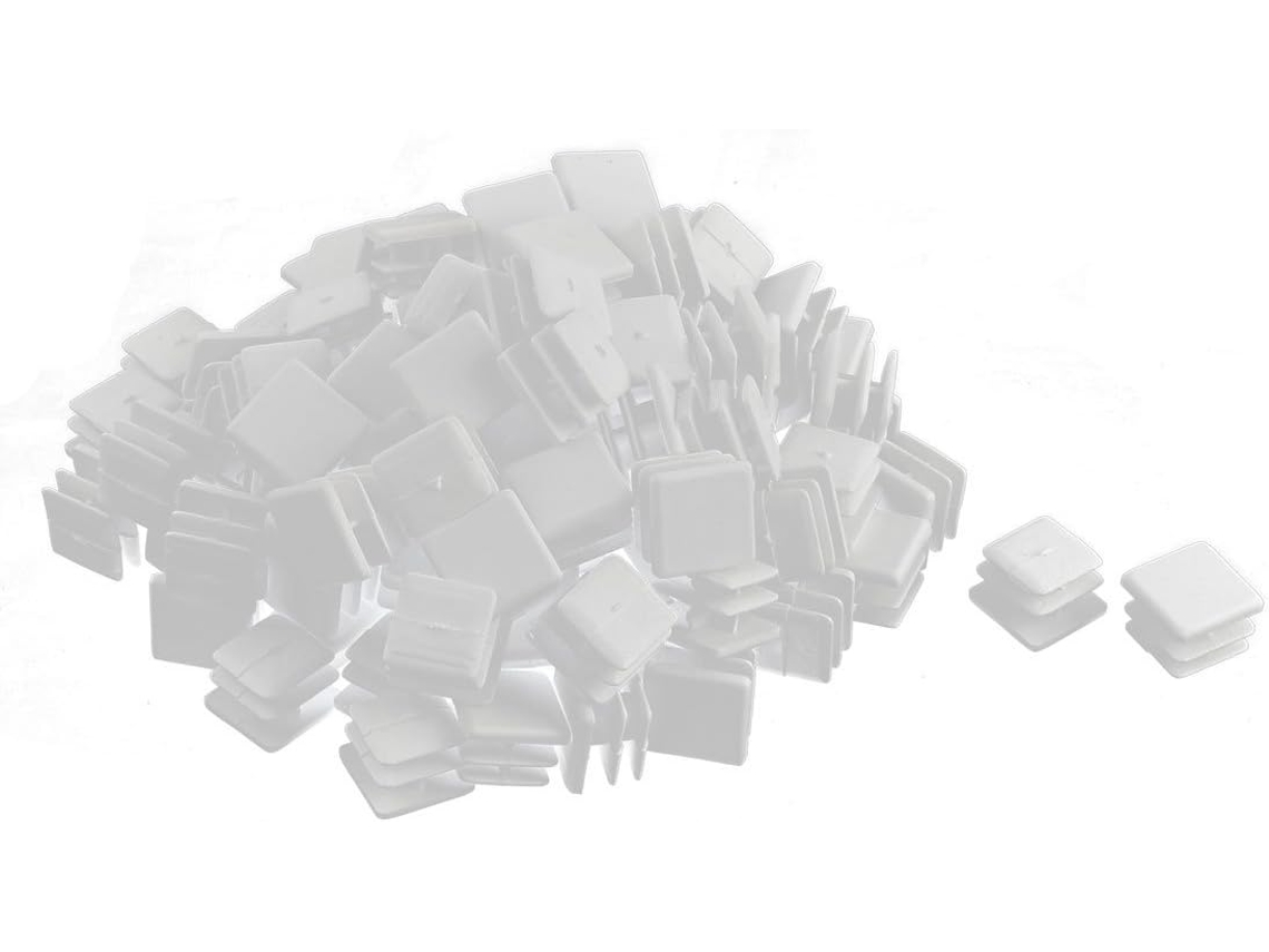 Ruilogod Tampões De Plástico Para Tubo Quadrado 15x 15mm, 100 Unidades, Brancos