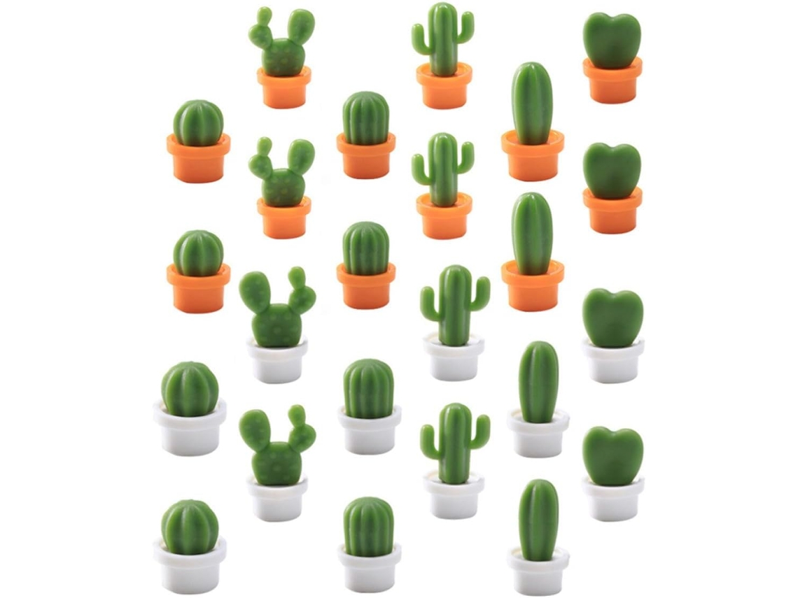 Kichouse Conjunto De 24 Ímãs Geladeira Adesivos Em Resina Formato Cacto, Design Criativo E Compacto Para Decoração Leve