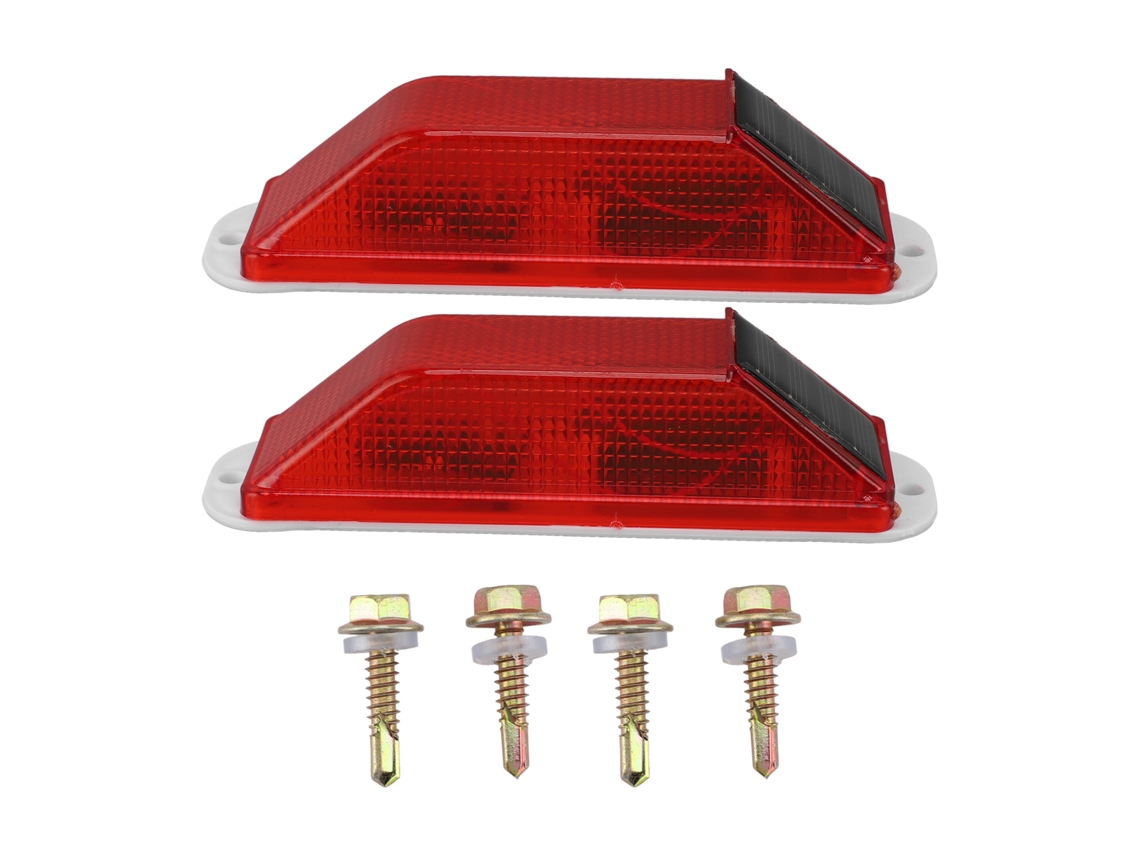 2 Pcs Luz de Aviso Solar 200mah à Prova D'água para Barreiras Construção Sinalizações Rodoviárias | S/MARCA