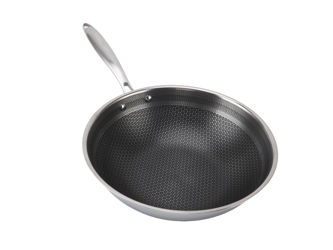 Panela de fritar aço inox 316, antiaderente, favo de mel, lavável, 30cm, gás e indução | S/MARCA