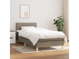 Cama Com Molas/colchão 90x200 Cm Tecido Castanho-acinzentado