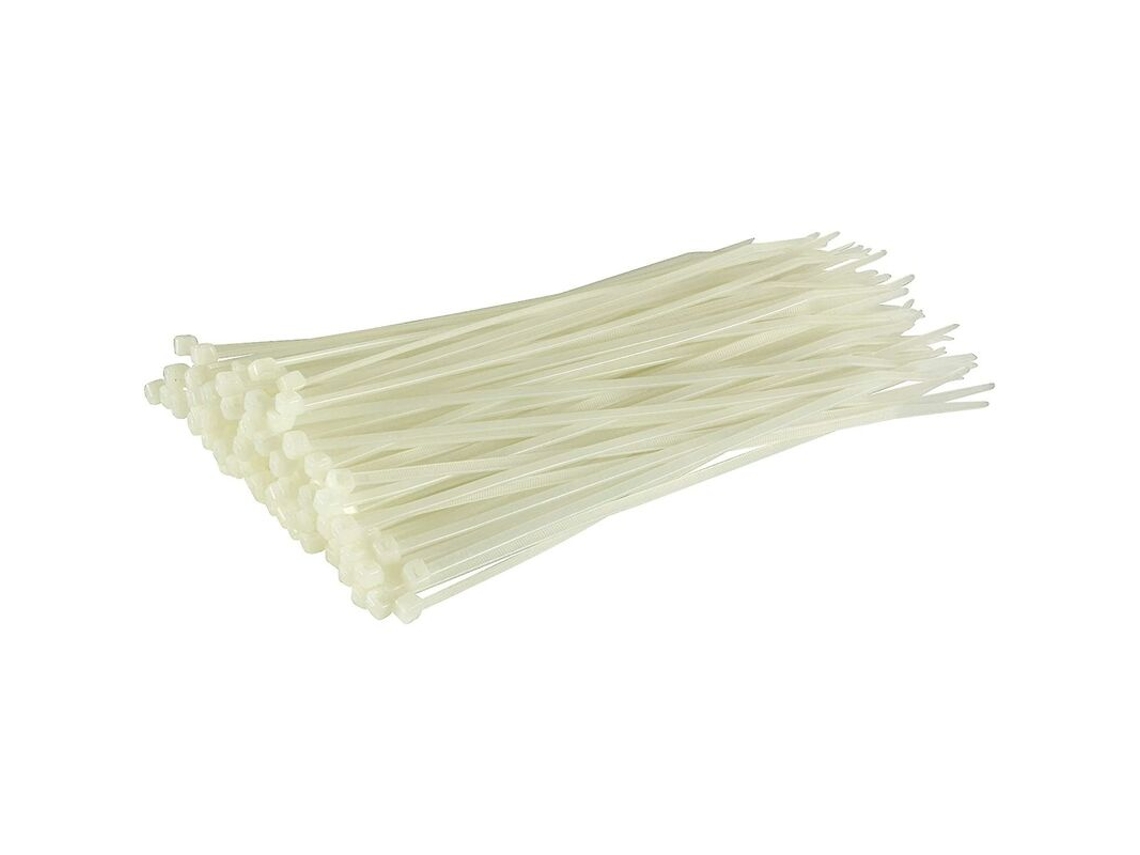 Pacote Com 100 Abraçadeiras De Nylon, Brancas/naturais, 300 Mm X 3,6 Mm, Plástico Da Mais Alta Qualidade.-aquaforge