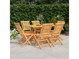 Conjunto De Jantar Para Jardim 7 Pcs Madeira De Teca Maciça Dkd Home Decor