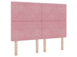 Colchão De Cama De Molas Pocket Rosa Em Veludo Vidaxl Rosa Fabric (160x200 Cm)