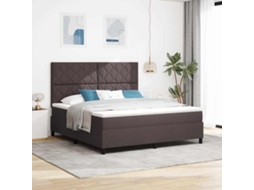 Vidaxl Cama Box Com Cabeceira Marrom Escuro 180 X 200 Cm Tecido