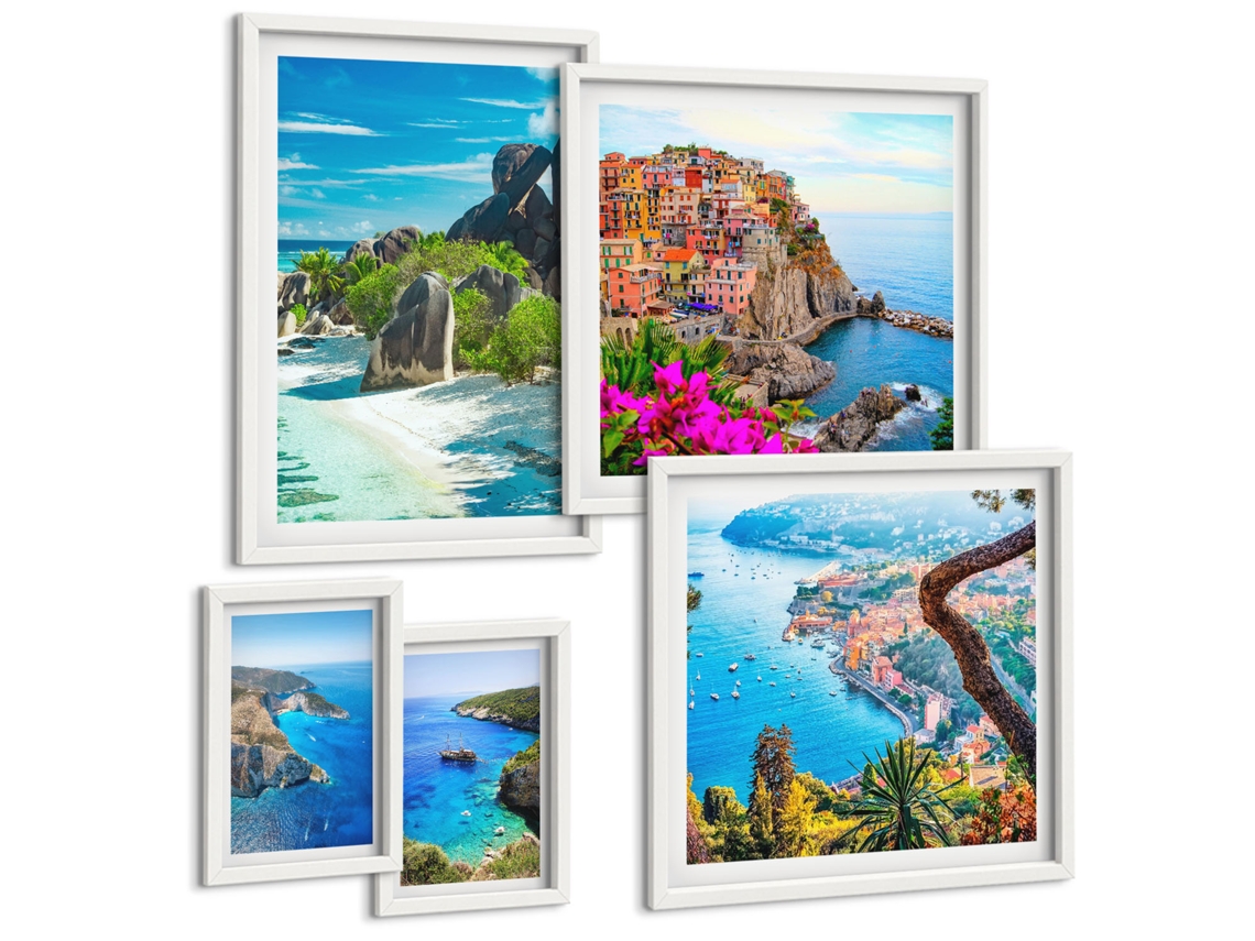 Conjunto De Pinturas Paisagens Litorâneas Vistas Espelharte (5 Peças)