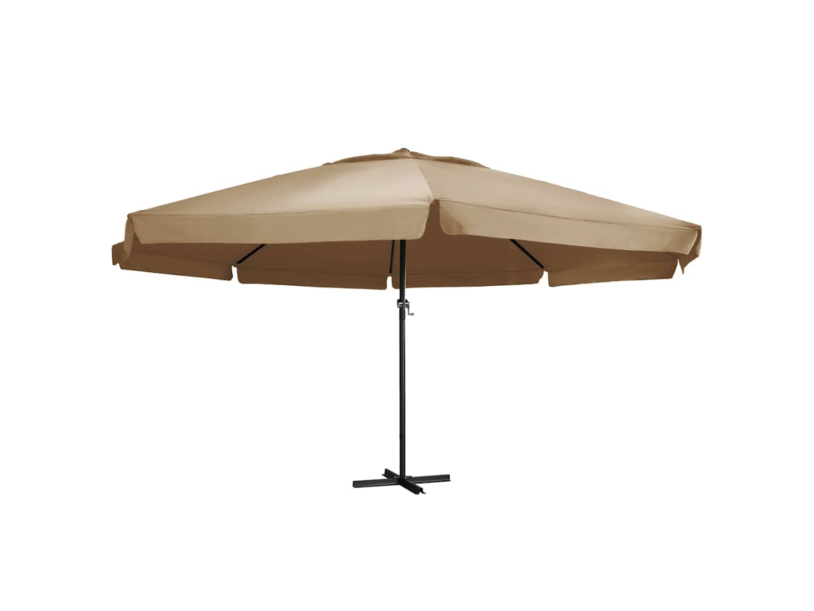 Vidaxl Guarda-sol Jardim C/ Poste Alumínio 600 Cm Cinza-acastanhado