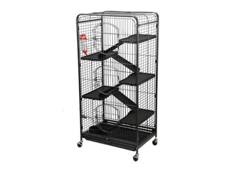 Gaiola grande para roedores-ratos-furões-esquilos-chinchilas - 6 níveis 64 x 44 x 131 cm preto TECH DISCOUNT