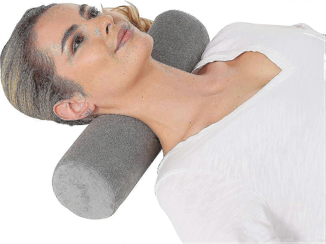 Almofada Cervical Rolante para Alívio da Dor no Pescoço, Cinza BRILVIBERA