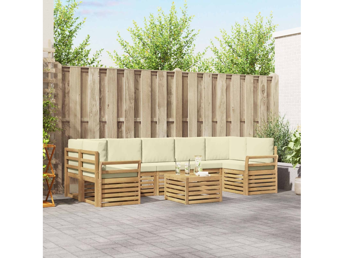 Vidaxl Conjunto De Sofás Para Exterior 8 Unid. Branco E Creme