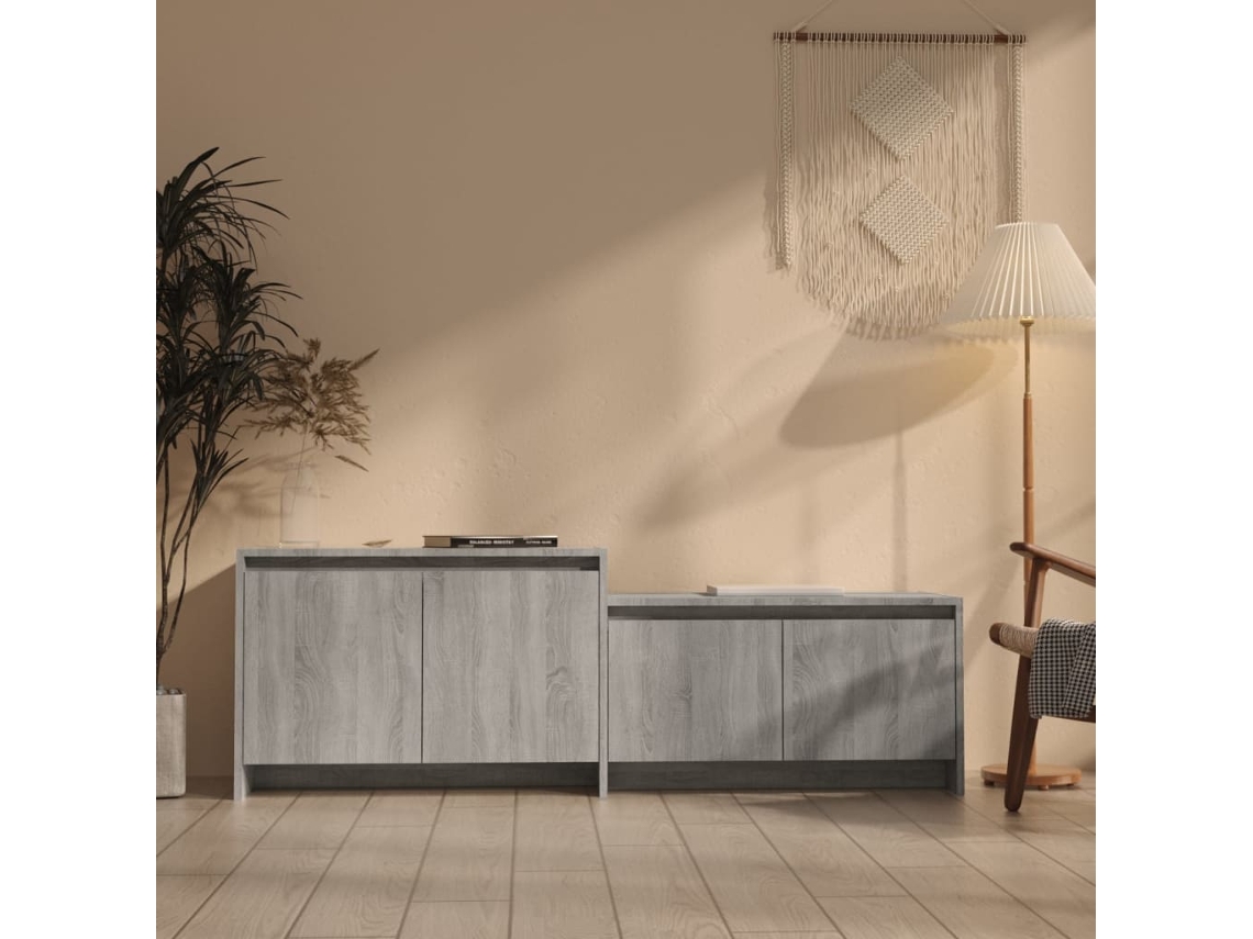Vidaxl Móvel P/ Tv 146,5x35x50 Cm Derivados de Madeira Sonoma Cinza