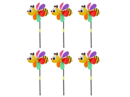 Omni 6 Piezas de Molinos de Viento Abeja 3d, Adornos de Jardín Con Postes para Césped, Patio Y Jardín Multicolor