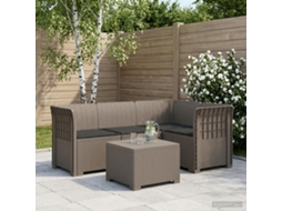 Vidaxl Sofá De Jardim Para 4 Pessoas Com Almofadas Estilo Rattan Pp