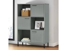 Vidaxl Estante C/ Pernas Metal 95x35x128,5cm Madeira Maciça Oslo Cinza
