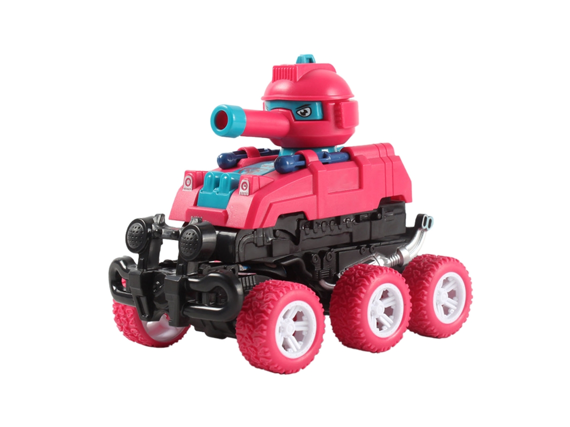 Mali brinquedo de Veículo de Engenharia com Recuo 6 Rodas Transformável e Lançador Vermelho