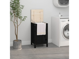 Vidaxl Caixa Para Roupa 44x44x76 Cm Madeira De Pinho Maciça Preto