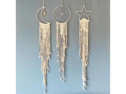 Rebe colgante de Pared Macramé Atrapasueños 3 Piezas Sol Luna Estrella Decoración Boho Chic Arte Ecológico