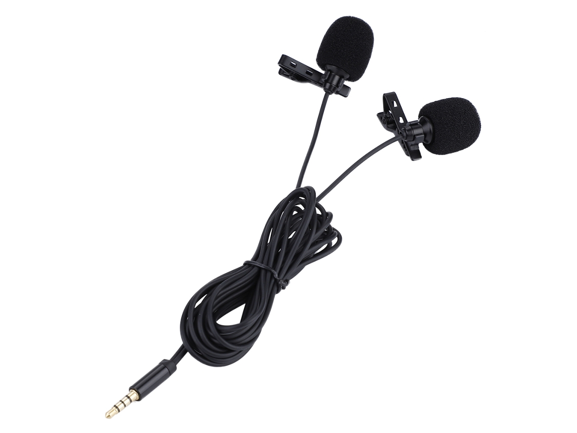 Micrófono Lapel Clip Doble 3.5mm Para Smartphone Y Móvil
