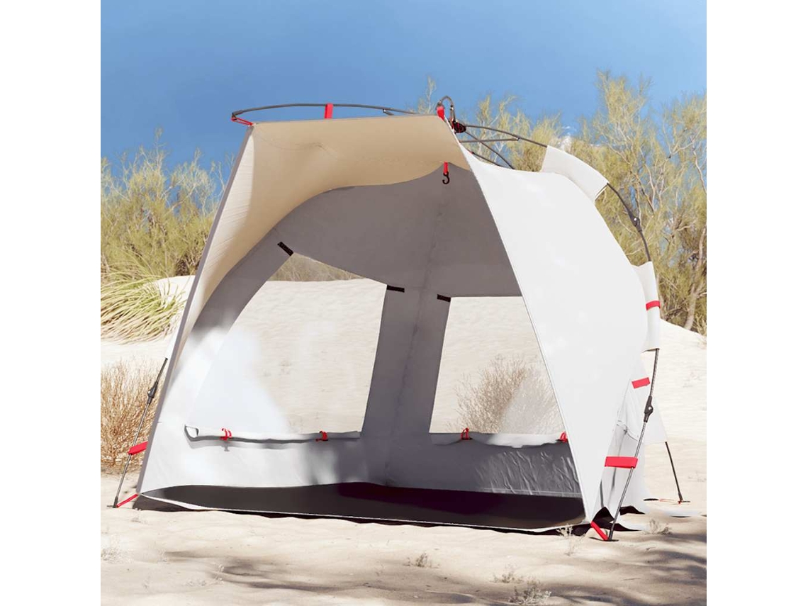 Vidaxl Tenda Praia 2 Pessoas Libertação Rápida Impermeável Cinzento