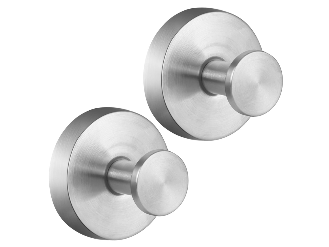 Ventosa para Banheiro, 2 Ganchos com Ventosa para Parede, Aço Inoxidável, À Prova D'água, Removível e Reutilizável , Ff, Prata BRILVIBERA (prata)