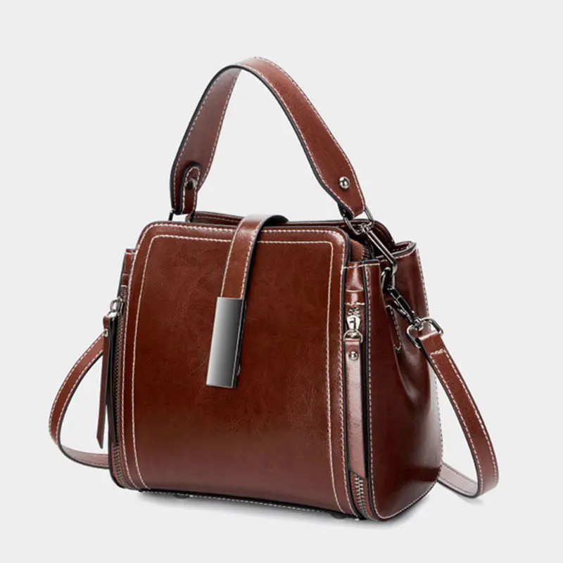 (3032-café) Bolsa Feminina De Alta Qualidade, Estilo De Designer De Luxo, Bolsa De Ombro Feminina Em Couro Bovino De Camada Dupla.