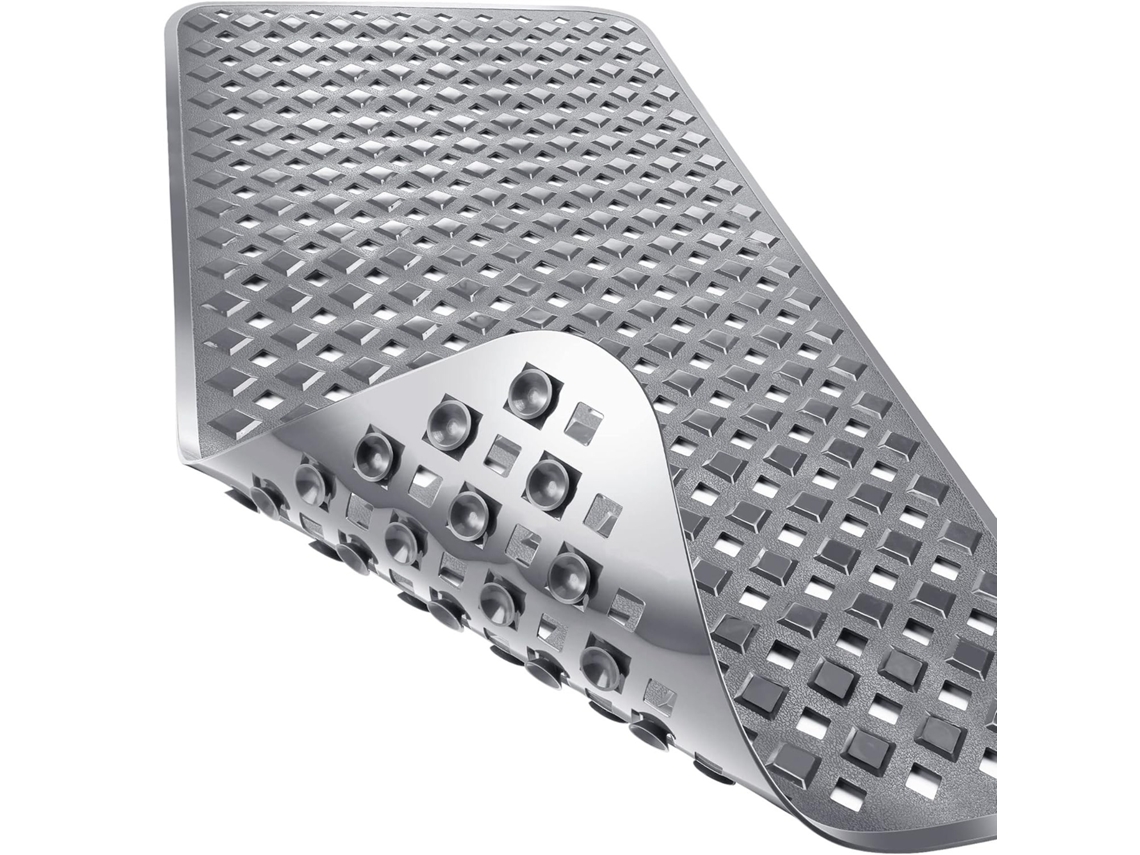 Tapete de Banho Antiderrapante para Chuveiro 88x40cm Pvc Resistente a Mofo, Lavável na Máquina e Suave para a Pele HENTEN HOME Cinza