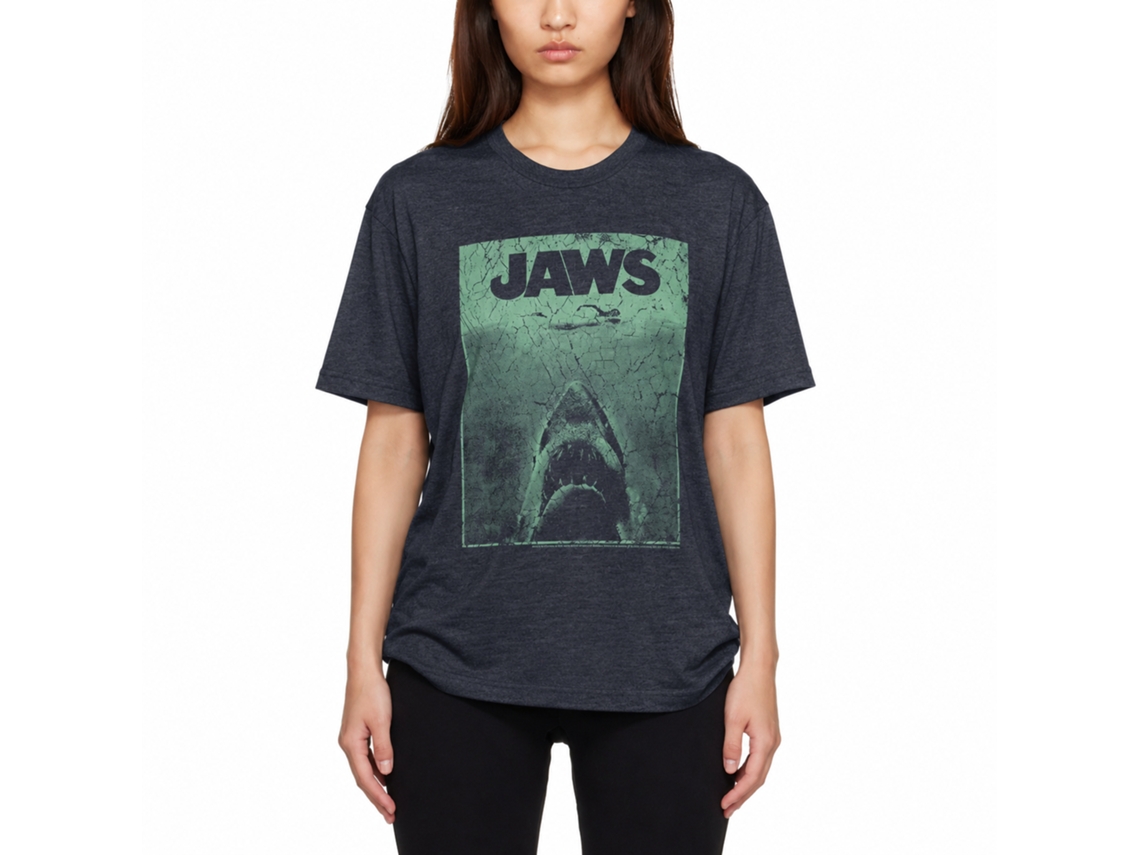 Rockinstone Jaws Movie Green Jaws Heather Navy Adult T-shirt Size:xxl