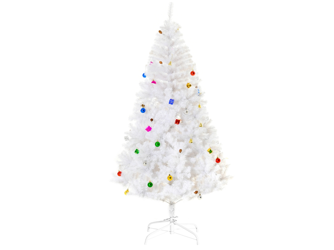 Artificial Christmas Tree 180cm With 930 Plastic Branches 48 Decorations Included Ø105x180 White