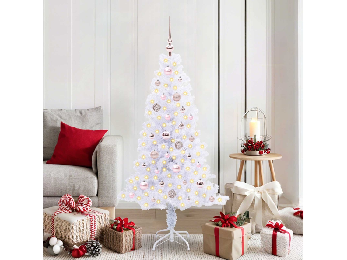 Vidaxl Árvore De Natal Artificial Com 150 Leds Branco 150 Cm Pvc E Aço