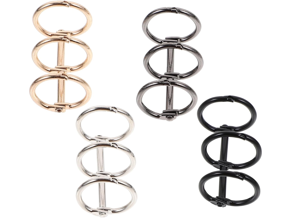 Cabilock Conjunto De 4 Anéis Encadernação Metálicos Com Fivela Tripla Para Pastas Folhas Soltas, Ideais Para