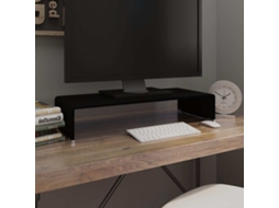 Vidaxl Suporte De Tv/monitores Em Vidro Preto 70x30x13 Cm