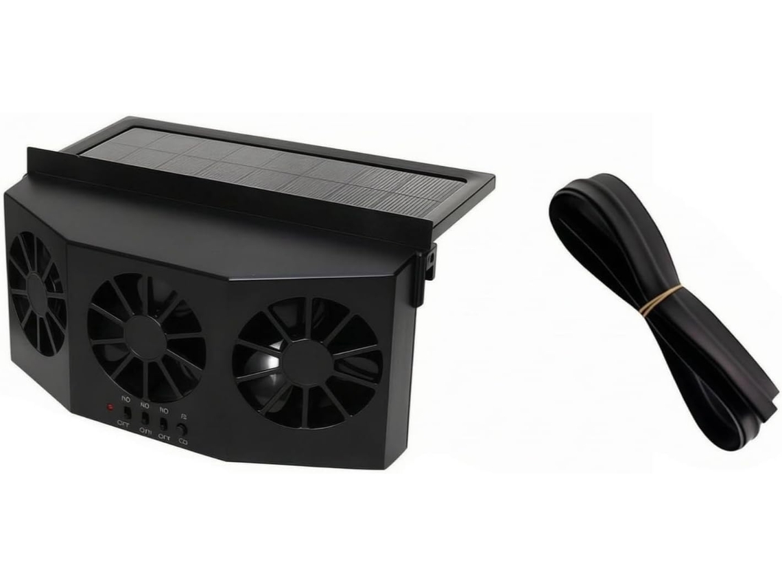Ventilador Solar Para Carro Com Três Aberturas, Extrator De Ar Automático, Redução De Calor, Preto
