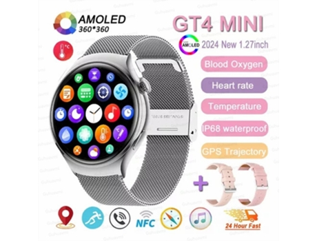 Smartwatch Timovo® Relógio Inteligente Feminino Rastreador Gps 1.27 Polegadas Tela Amoled Chamada Bluetooth À Prova D Água Prata