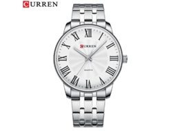Relógio de Quartzo Masculino Casual com Grande Mostrador, Números Romanos, Pulseira de Aço e Design Minimalista MDUG (bronze Branco)