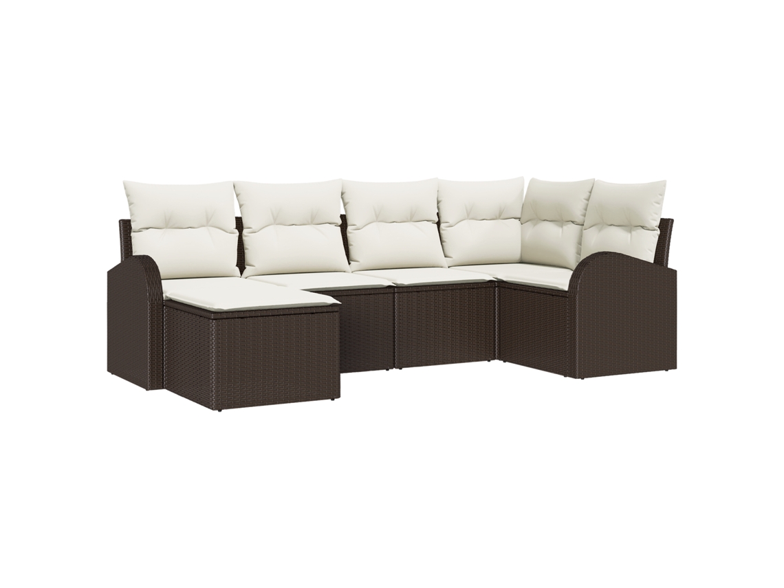 Conjunto 6 Móveis Para Exterior Vidaxl Castanho Vime Pe (55 X 55 X 37 Cm)