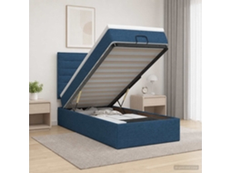 Vidaxl Cama Ottoman Com Colchão Com Cabeceira Azul 90 X 190 Cm Tecido
