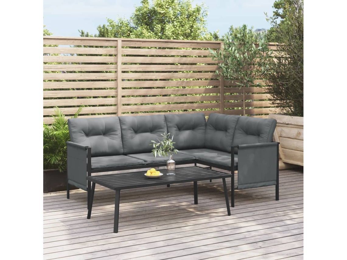 Mesa de Exterior HARLANV1 com estrutura de Aço e vidro cinzento claro (80 cm)