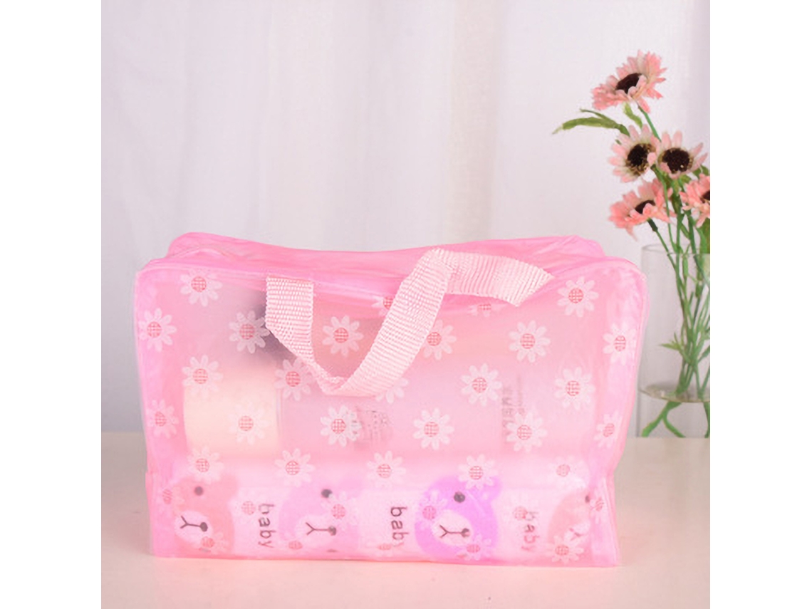 Bolsa De Maquiagem Transparente Impermeável Pvc Rosa
