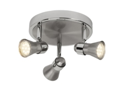 Plafon Led 3 Luzes Sanny Gu10 3W Aço e Cromo BRILLIANT