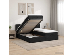 Vidaxl Cama Ottoman Com Colchão Com Cabeceira 2 Unid. Preto Tecido